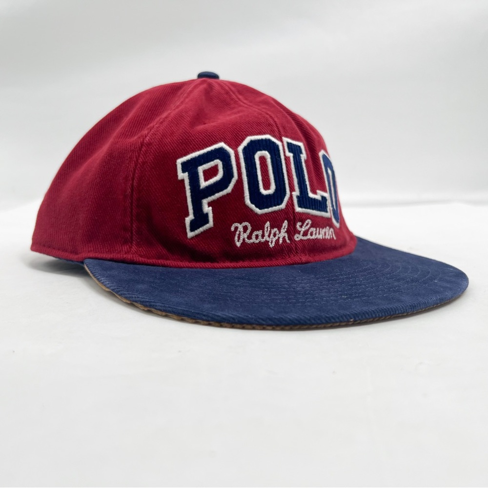 POLO RALPH LAUREN Logo Twill Flat Bill Baseball Ball Cap Hat, WINE, NAVY - Picture 6 of 15